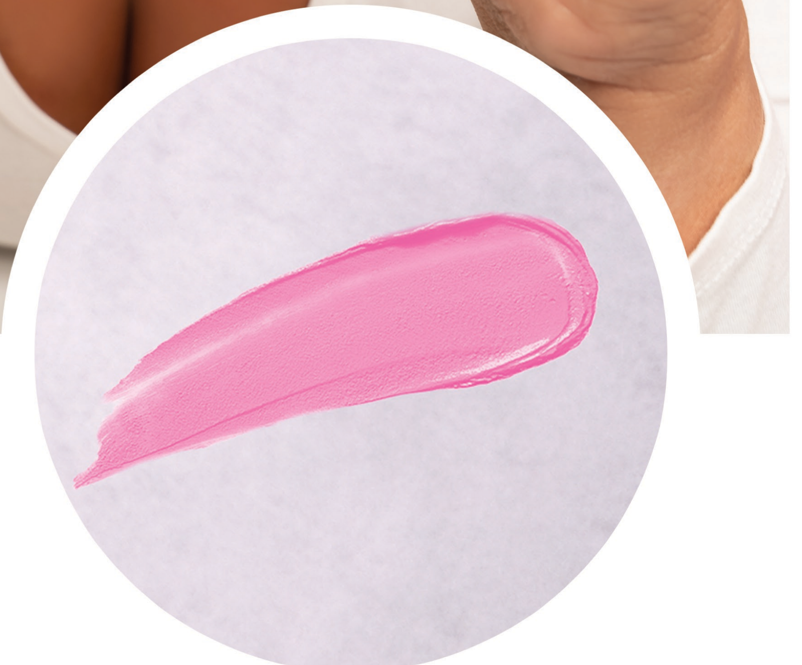 Pink lipstick smear on marble