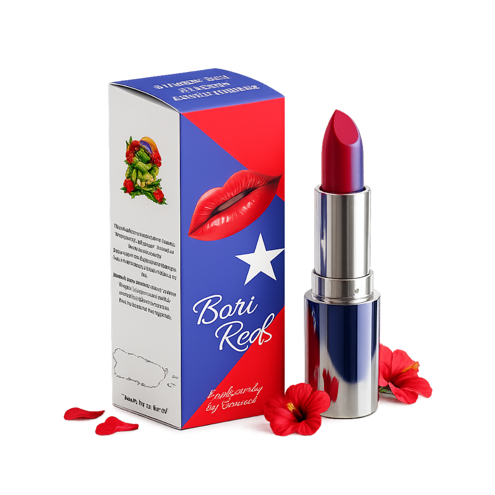 Bori Red lipstick with Puerto Rican flag box